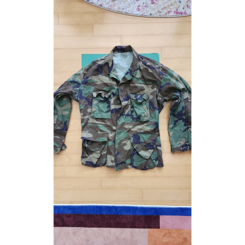 Military BDU Field Jacket Cotton Blend Medium Mens Camo Green